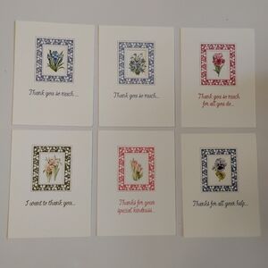 Thank You Cards with Envelopes (Set of 6), Flower Designs, Pre-owned